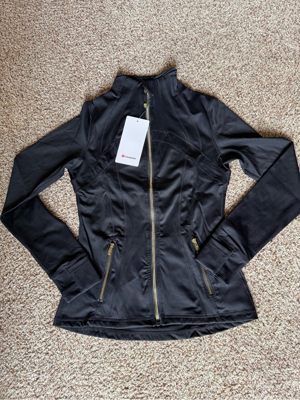 lululemon athletica Black Full-Zip Athletic Jacket with Gold Hardware